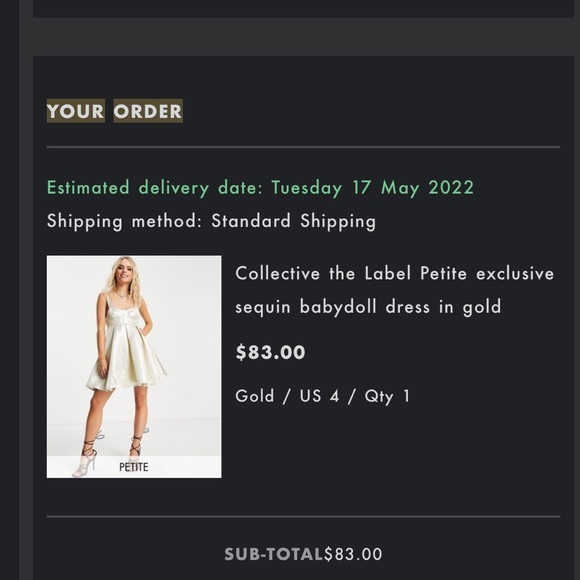 Petite Champagne Gold Babydoll Dress - Picture 6 of 6